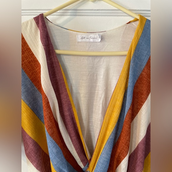 All In Favor Nordstrom muted rainbow stripes warp midi dress XS Mermaidcore - Picture 6 of 7